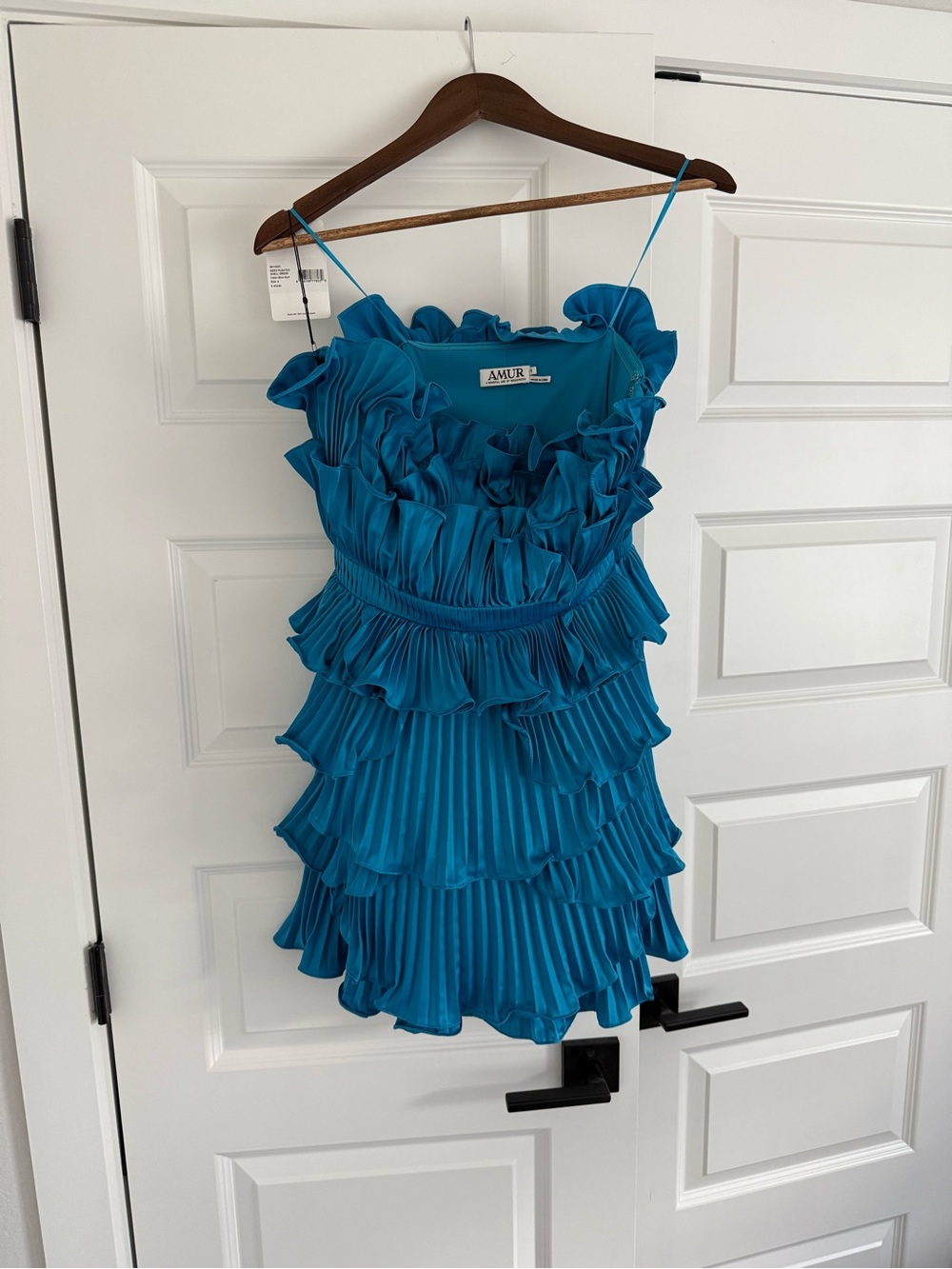 AMUR Reed Pleated Shell Dress Blue Surf NWT Size 6